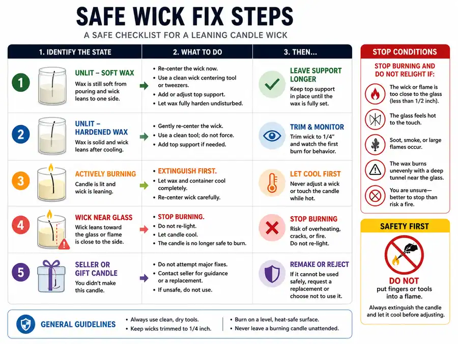 leaning wick and safe fix steps