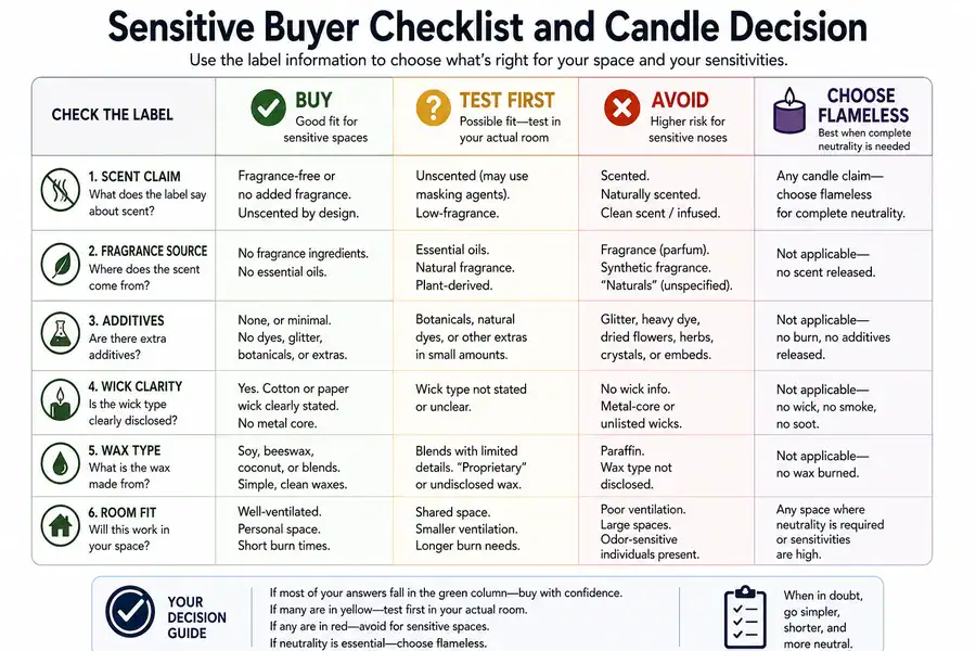 sensitive buyer checklist and candle decision