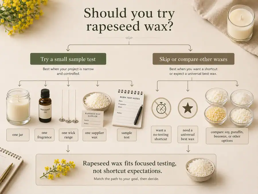 Rapeseed wax decision flow for candle makers