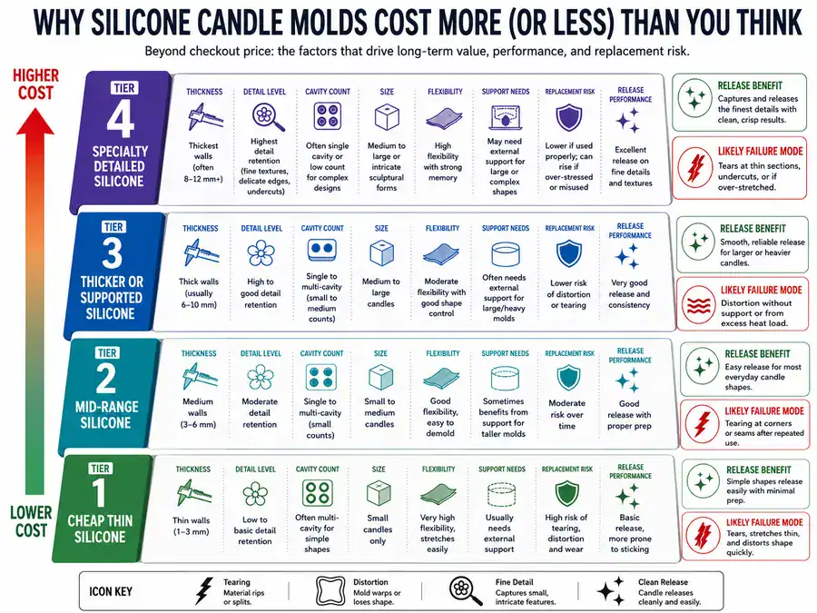 Silicone and metal mold buying decision flow