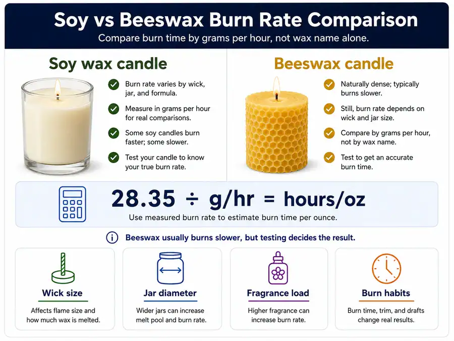 soy and beeswax burn rate comparison