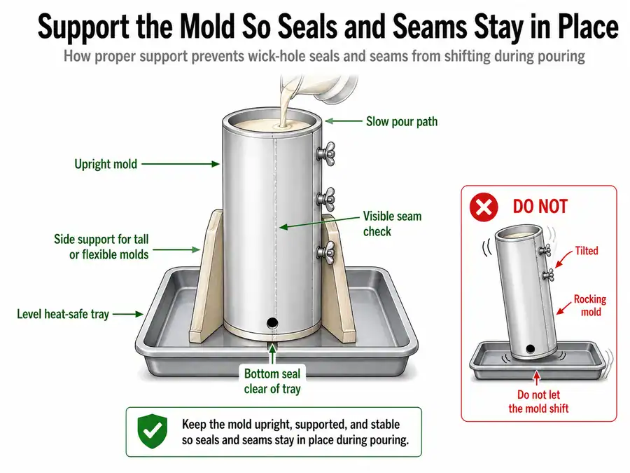 level tray and supported mold