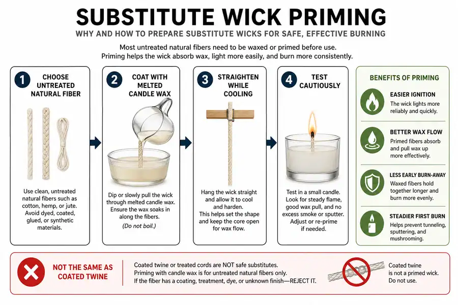 substitute wick priming and wax flow steps