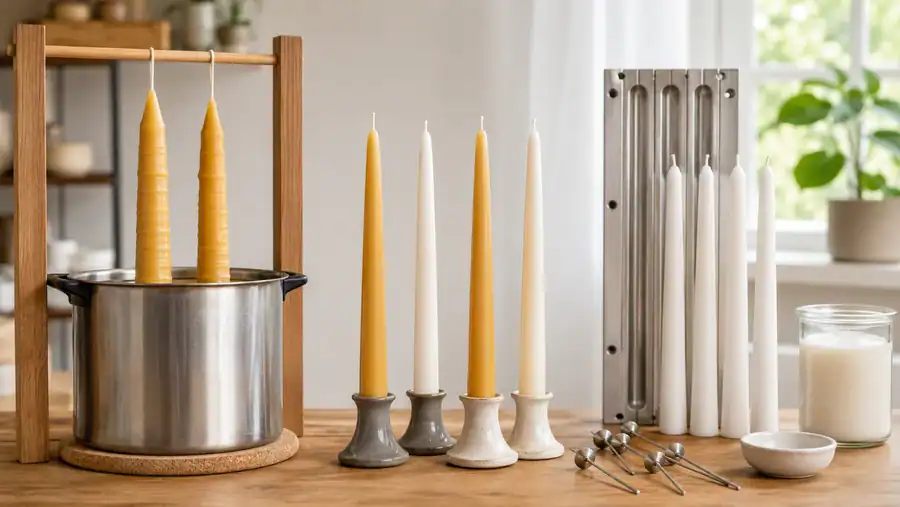 Taper candle dipping and mold method comparison
