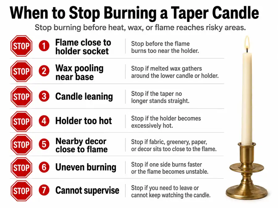 taper candle stop burning signs and safety