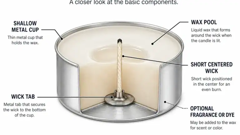 tealight wax and wick cup parts