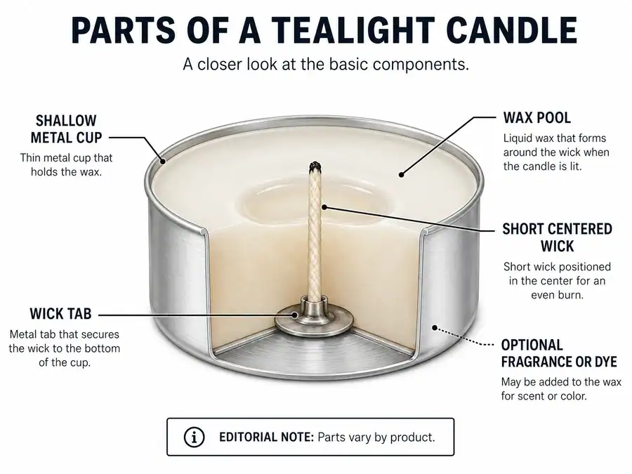 tealight wax and wick cup parts