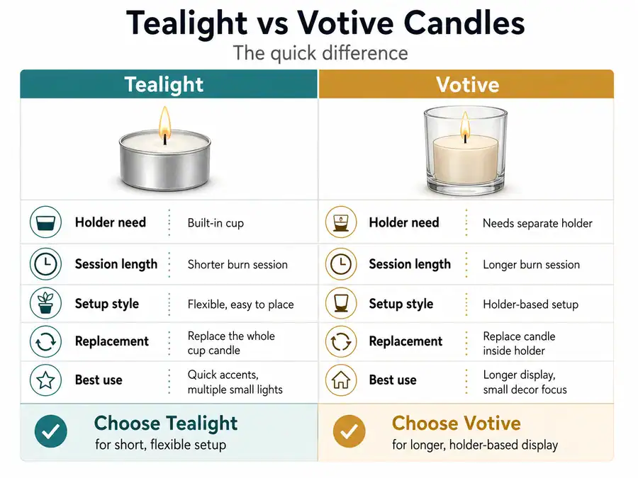 Tealight and votive candle difference