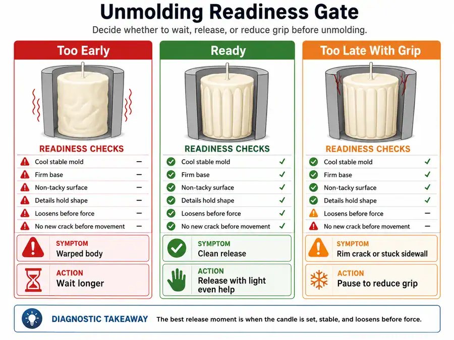 unmolding readiness and timing
