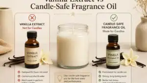 Vanilla extract compared with candle-safe vanilla fragrance oil for candles