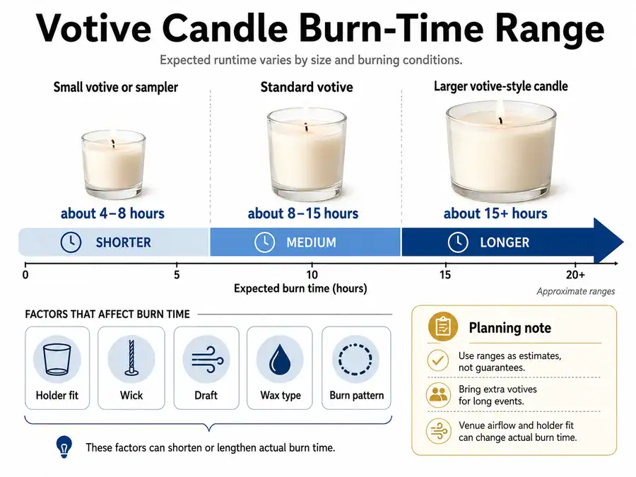 votive candle burn time and planning ranges