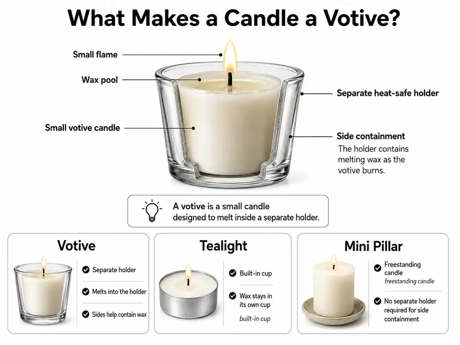 votive candle and heat-safe holder
