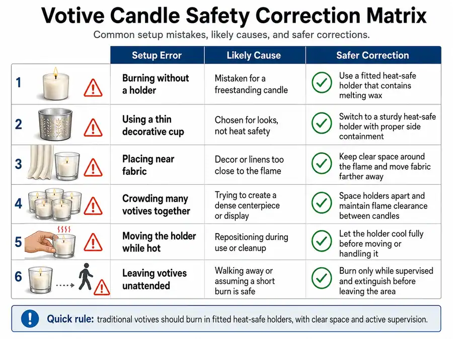 votive candle safety errors and corrections