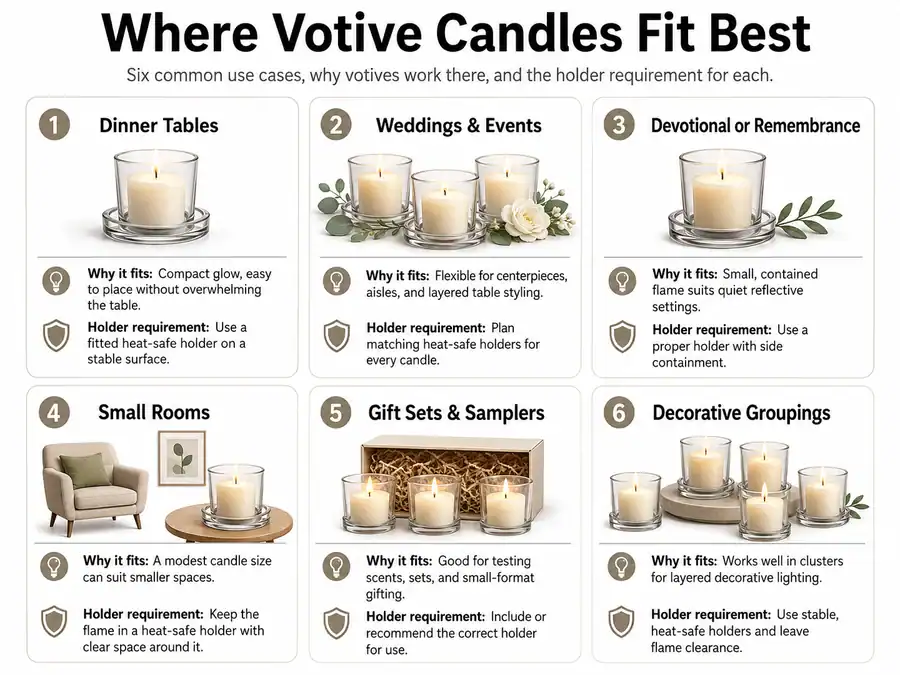 votive candle uses and setting fit