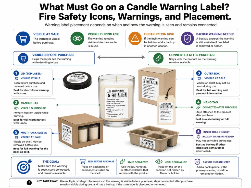 Candle warning placement and visibility map