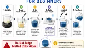 candle wax coloring workflow and cooled test
