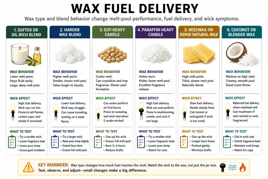 wax type and wick fuel flow