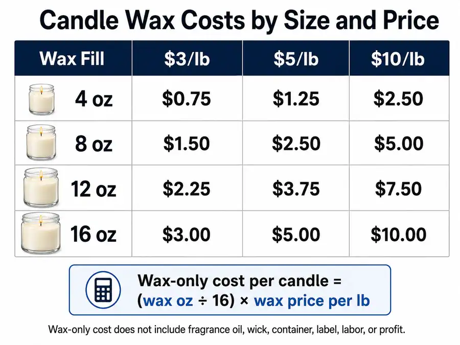 candle wax price range and landed cost