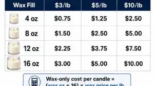 candle wax price range and landed cost