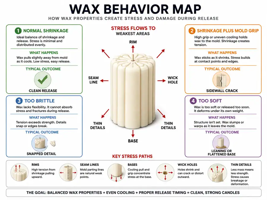wax shrinkage brittleness and softness