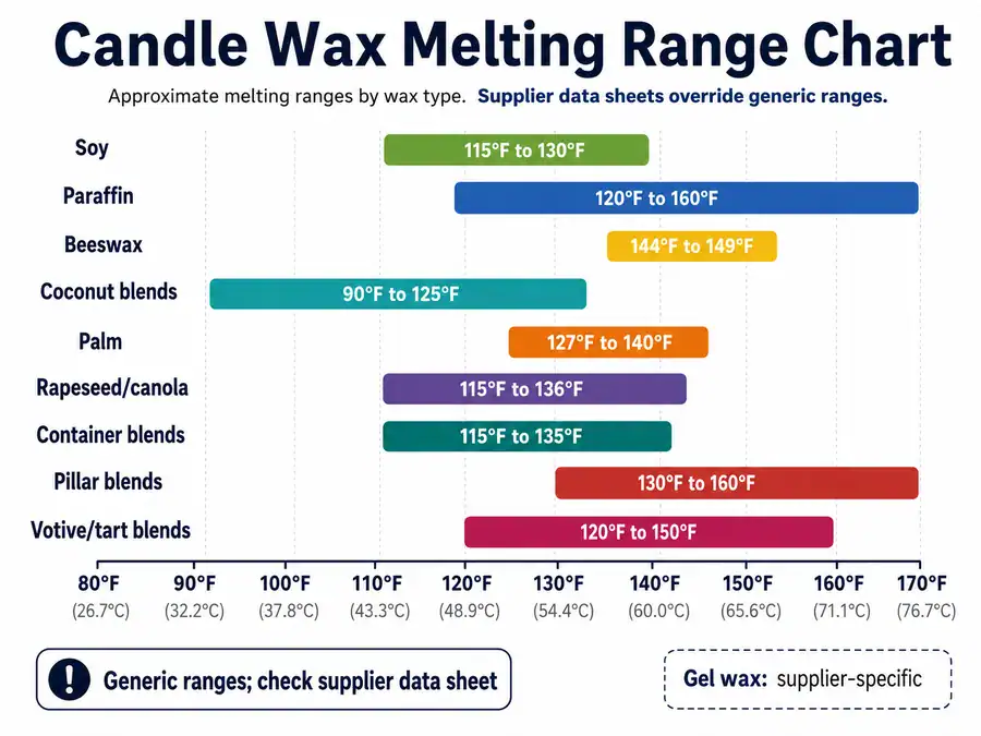 candle wax ranges and wax types