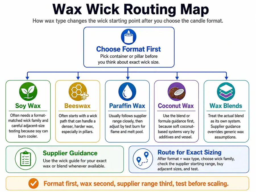 wax type and wick routing