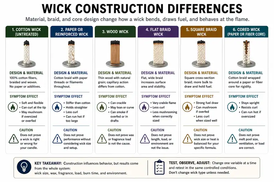 wick material and braid differences