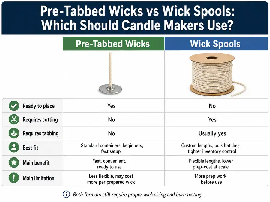 pre-tabbed wicks and wick spools comparison