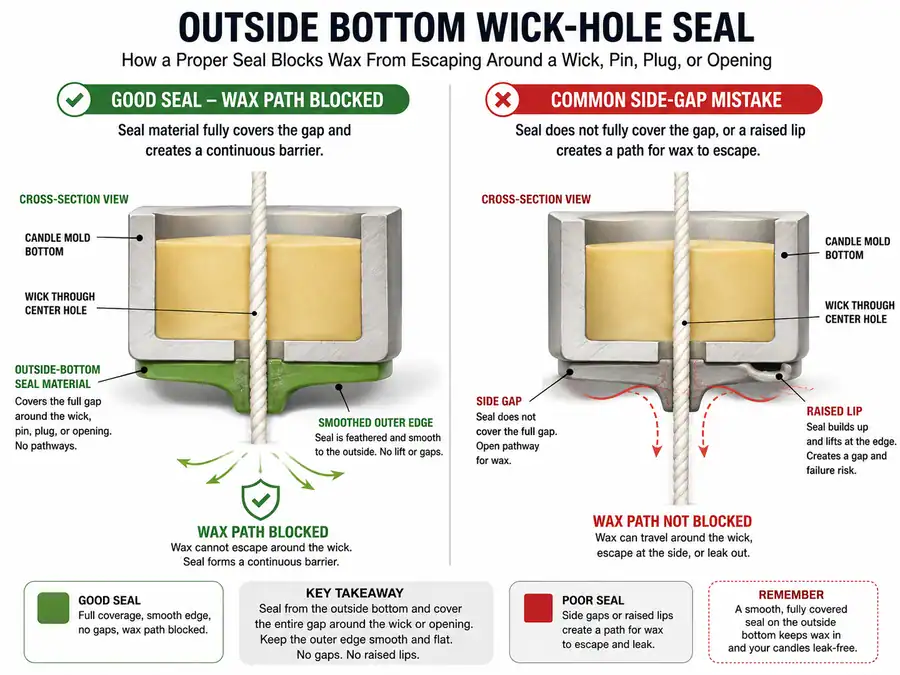 wick hole seal and bottom gap