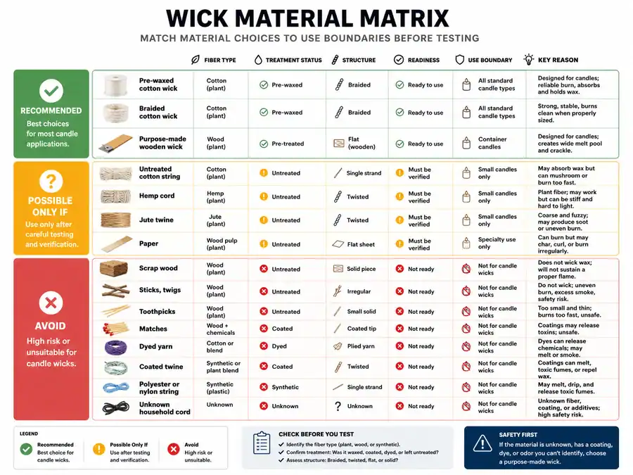 candle wick materials and use boundaries