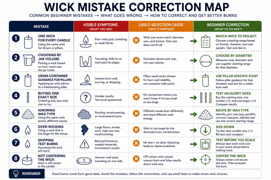 wick mistakes and burn corrections