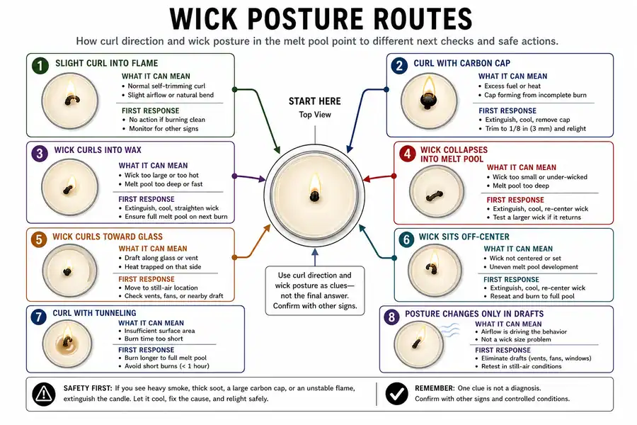 wick curl direction and melt pool posture