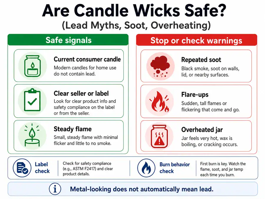 wick safety signals and burn behavior warnings