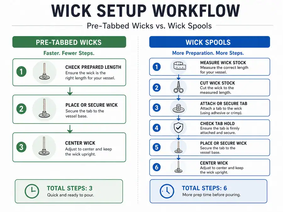 wick cutting and tabbing workflow