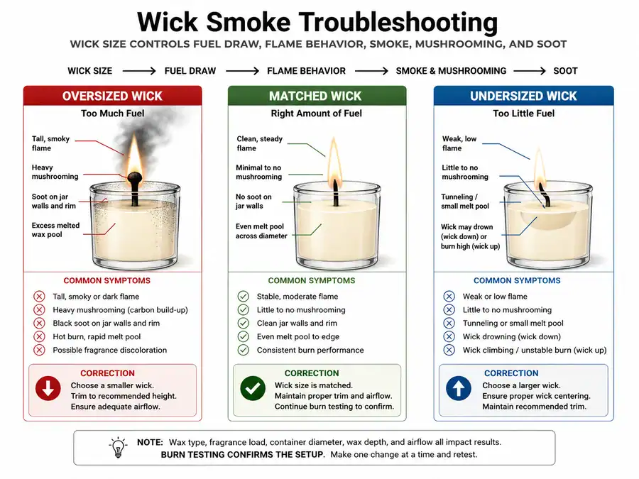 wick smoke troubleshooting and fuel draw