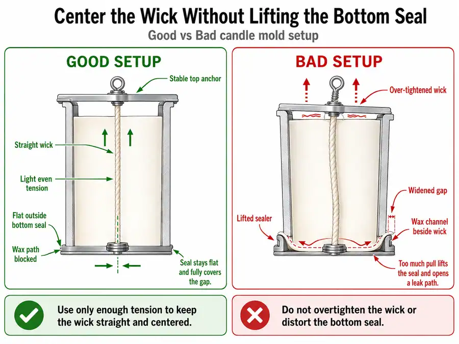 centered wick and flat seal
