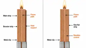Booster and single-ply wood wick construction