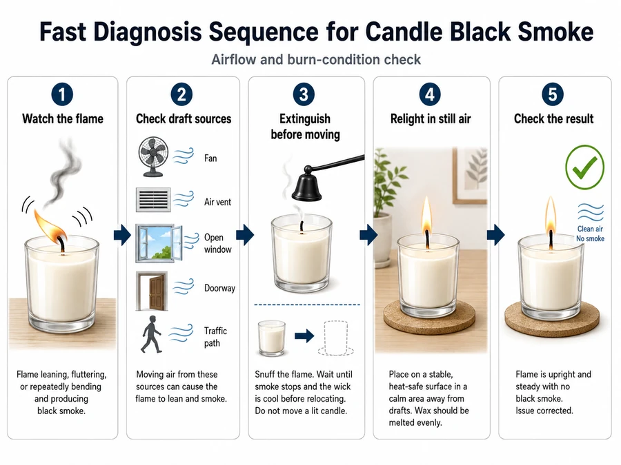 airflow draft checks and candle soot diagnosis