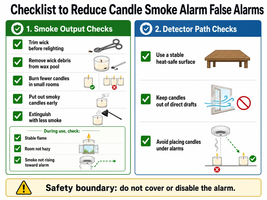 Candle smoke and alarm prevention checklist