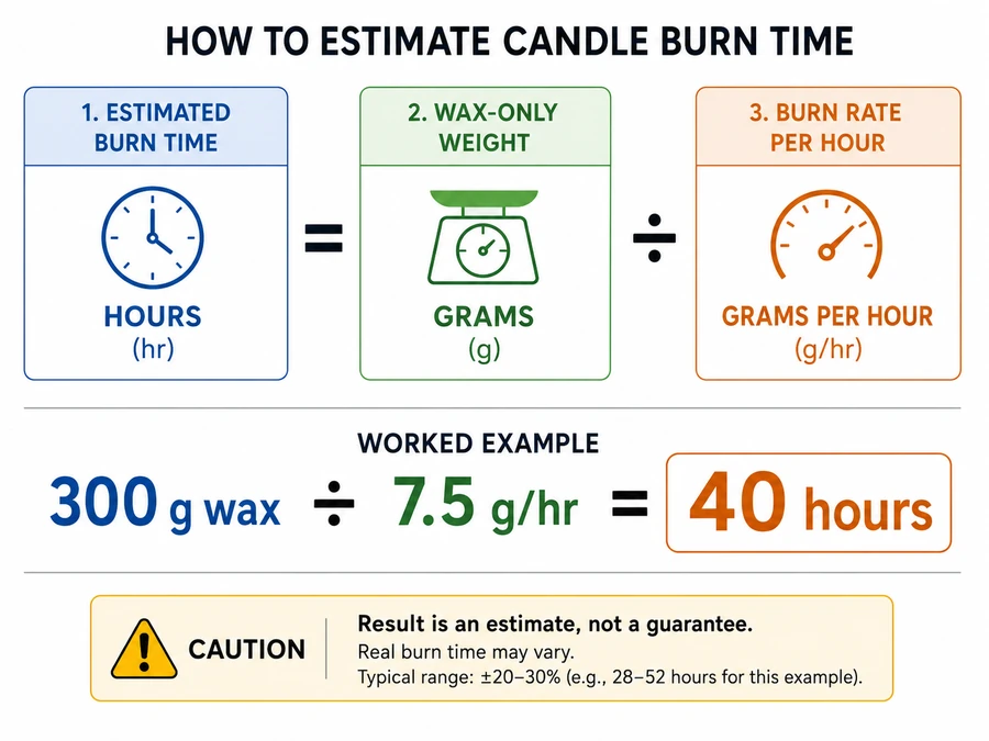 burn-time formula and hourly burn rate