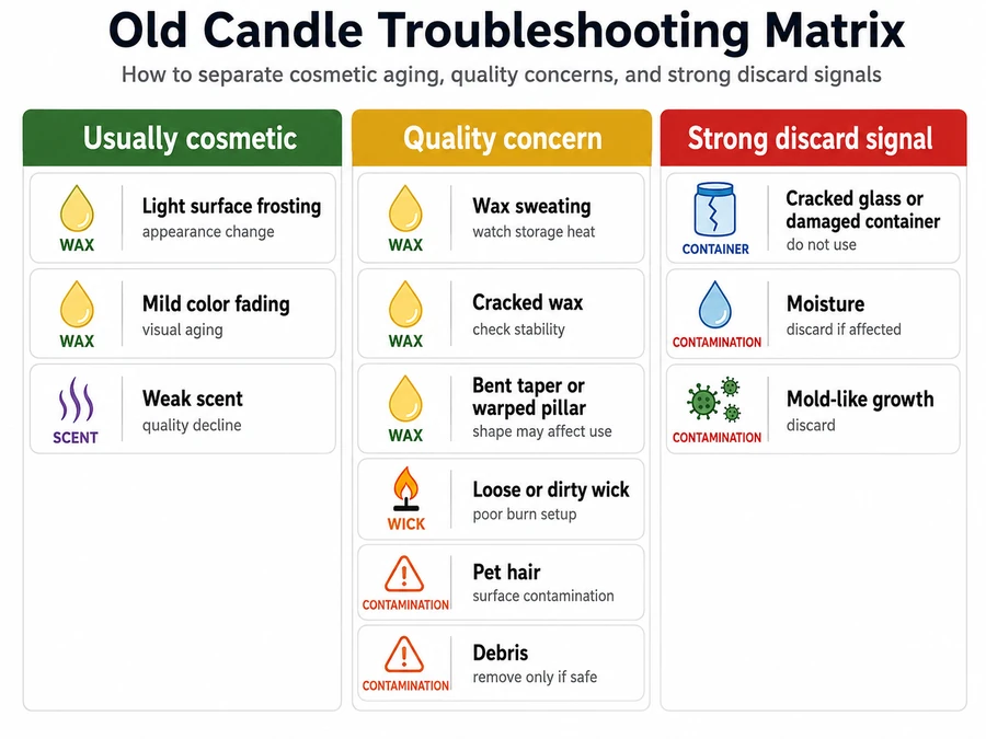 wax wick and contamination warning signs