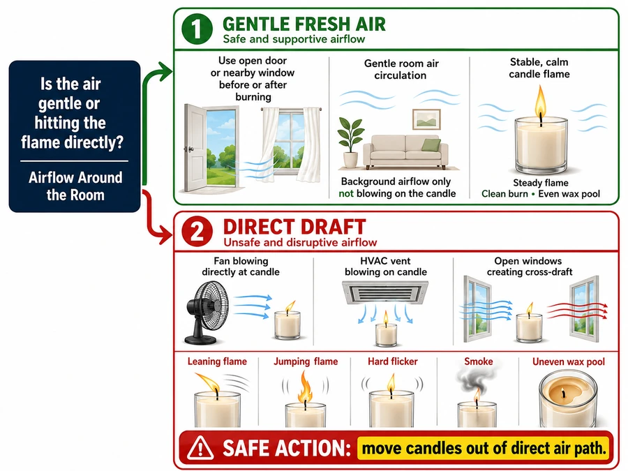 candle airflow and draft warning signs