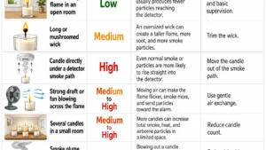 Candle smoke and alarm risk conditions