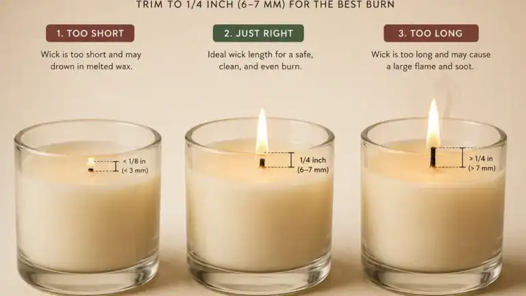 Candle burning wick length for an even burn.