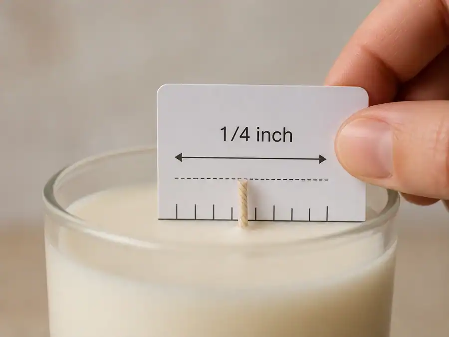 Candle burning wick measurement for an even burn.
