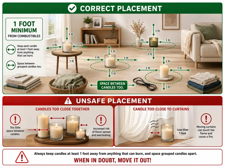 candle clearance and combustible spacing