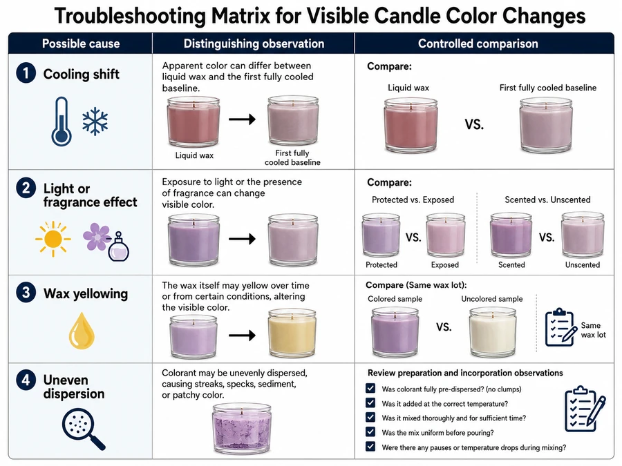 candle color changes and controlled comparisons