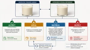 candle color release decision and Accept Hold Recheck Reject workflow