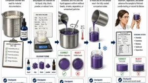 candle coloring process and cooled result checks