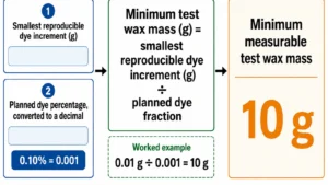 candle dye batch size and measurable dose
